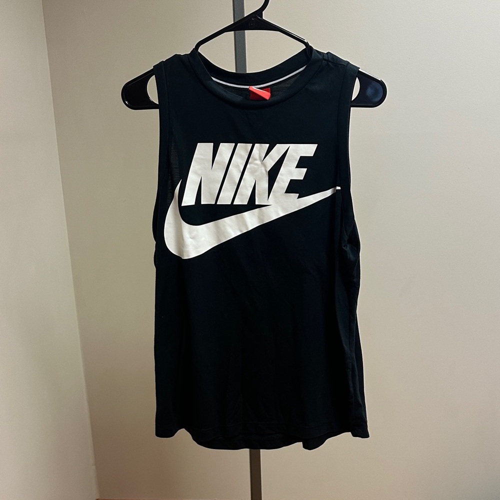 Nike Women's Black and White Muscle Tee